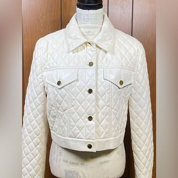 Alice + Olivia Chloe Quilted Faux Leather Jacket szie L - Picture 7 of 14
